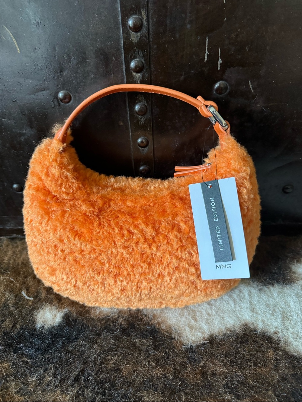 Mango Limited Edition Fluffy Mini Bag in Bright Orange